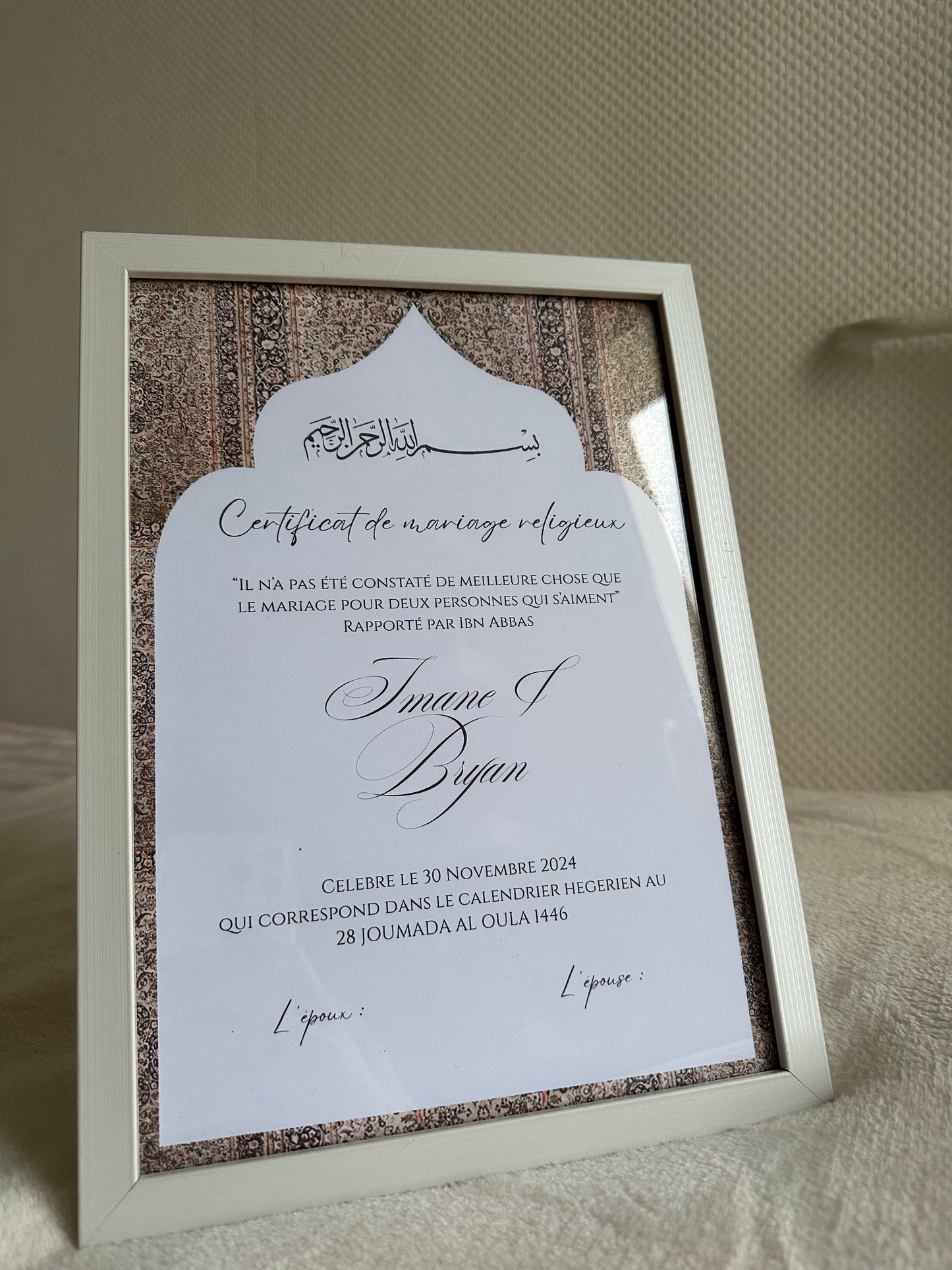 Certificat de mariage