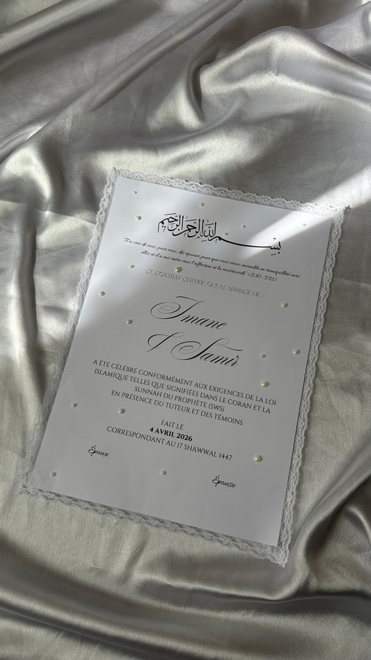 Certificat de mariage religieux dentelle